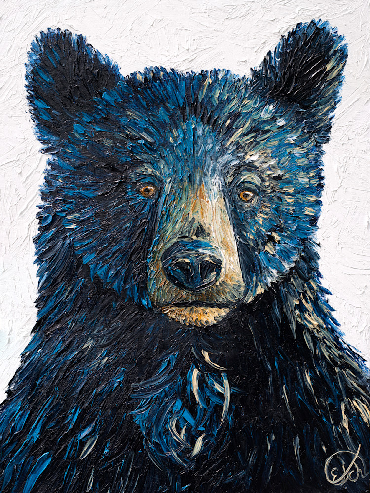 Portrait of a Back Bear Print