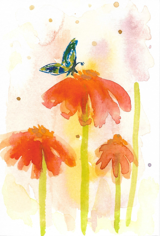 Poppy Blue Butterfly Art | artbyanobel