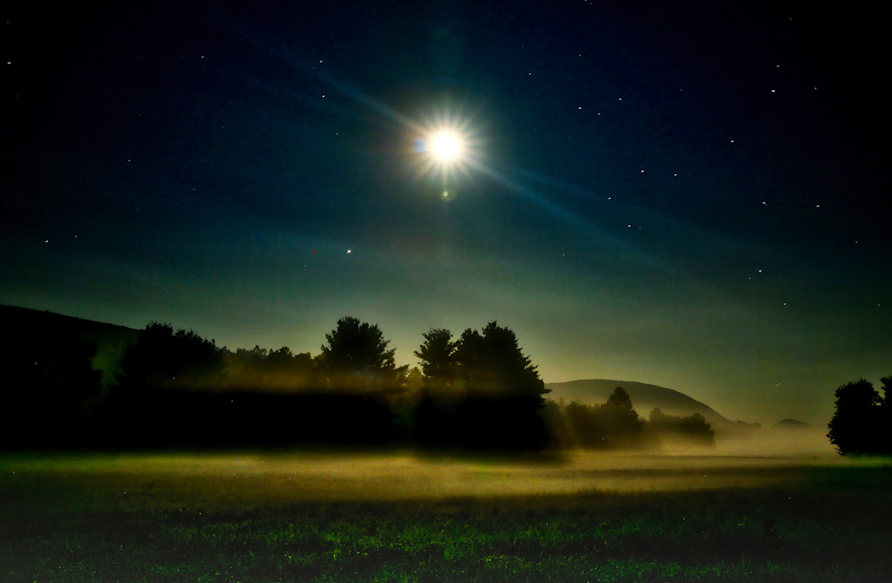 Full Moon And Fireflies On A Misty Summer Night Photography Art | Anne Majusiak Photography
