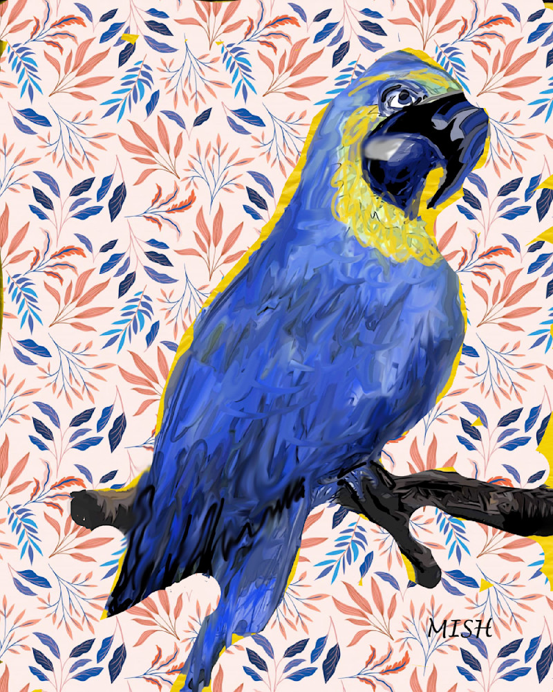 Macaw On A Branch Art | Mish Murphy Fine Art