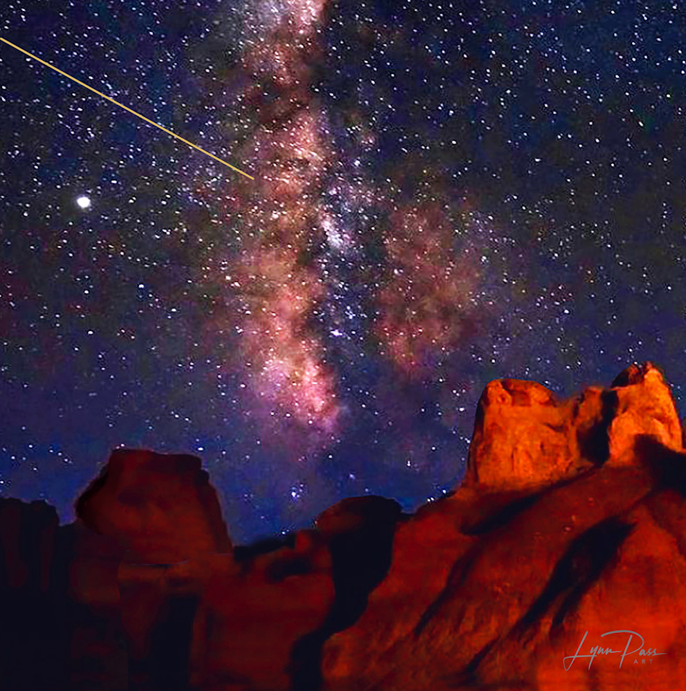 Goblin Valley Milky Way With Meteor Art | Lynn Pass Art