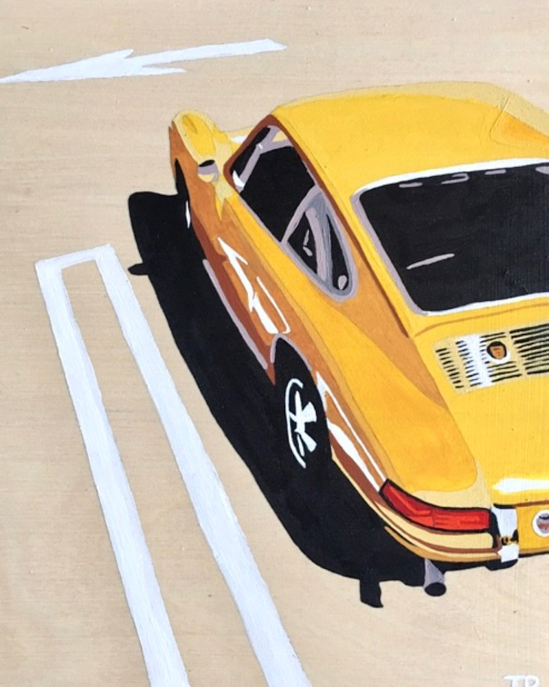 Yellow Porsche Art | Tara Barr Art