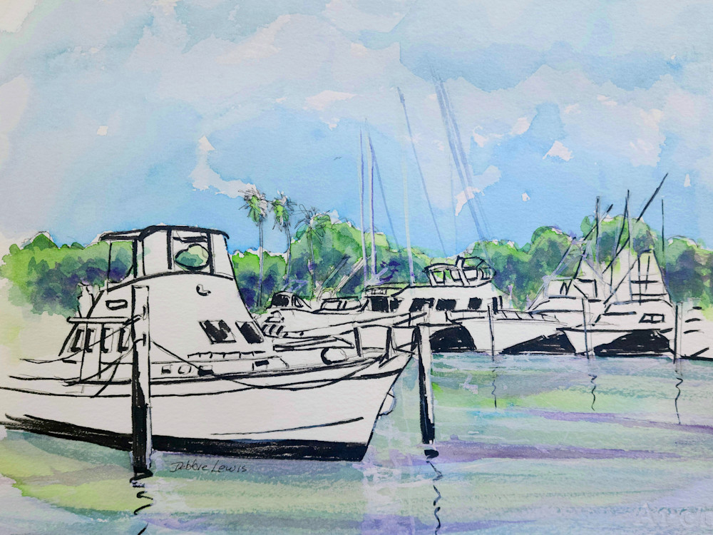 Boats In Black And White Art | Debbie Lewis Watercolors