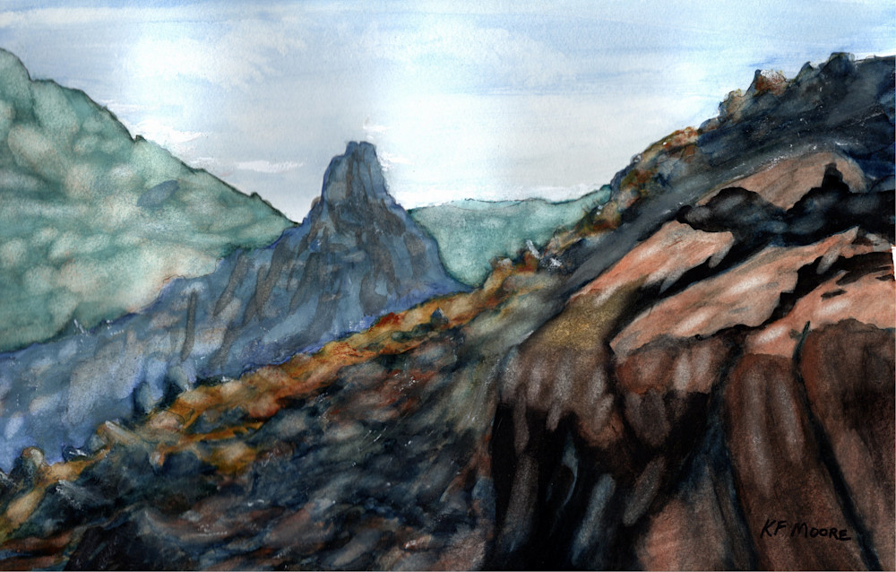 00074 Telescopic View Of Pinnacle Peak Art | KF Moore Watercolors