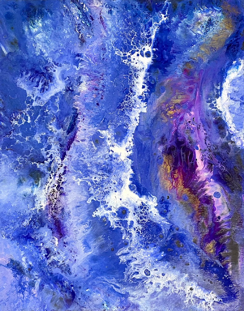 Cosmic Ocean Abstract fluid art original painting blue waves