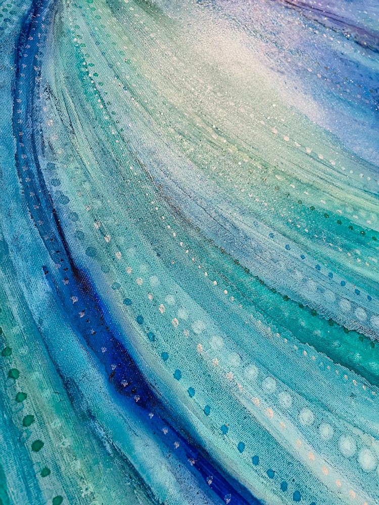 Strings of pearls blue abstract painting 