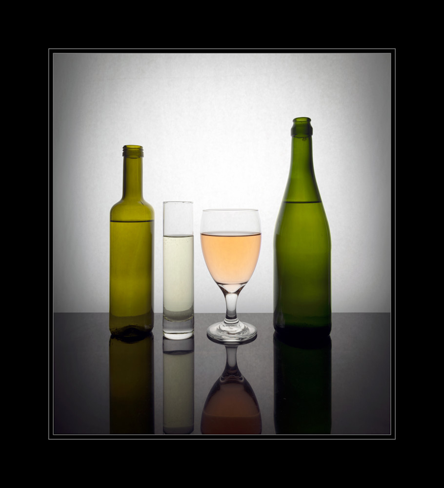 A Fine Art Photograph of Wine Reflections on Black Plexiglass by Michael Pucciarelli