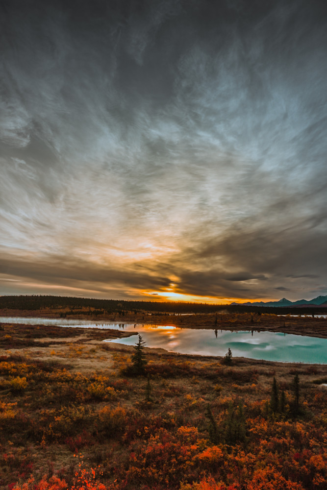 Glacierview Fire Sunset Photography Art | 603016584