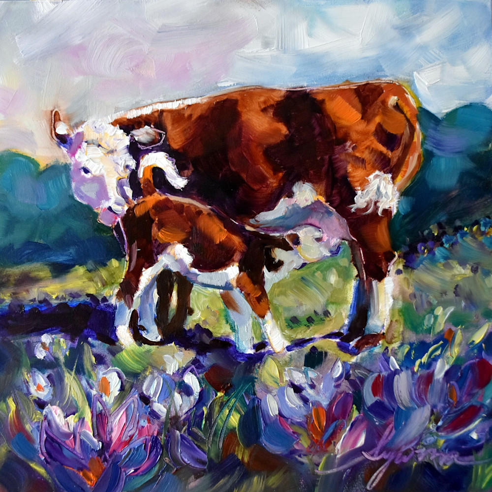 Cow Laura And Calf Beth Art | Sylvina Rollins Artist