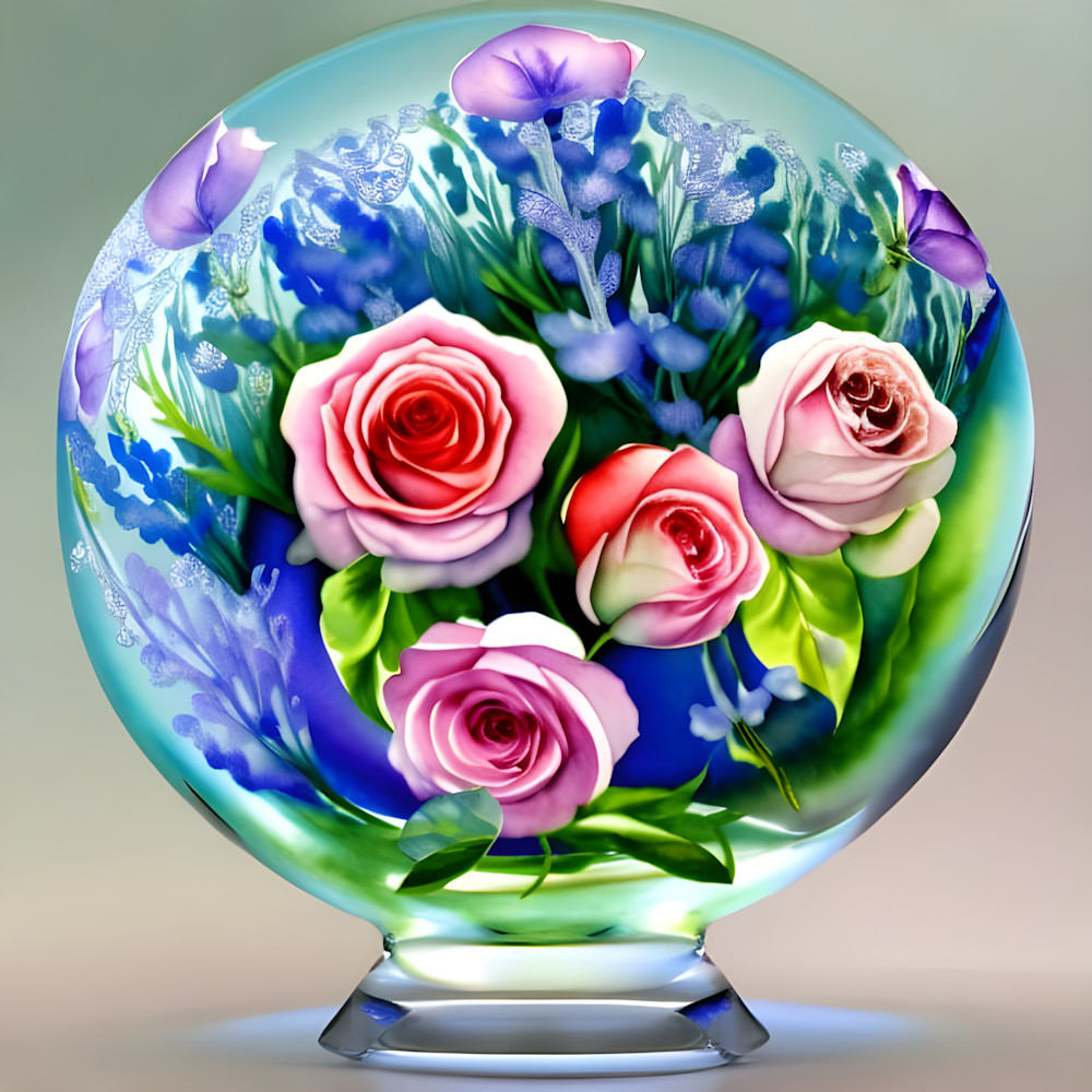 Roses In Glass Sphere Photography Art | Robert Harrison Fine Art