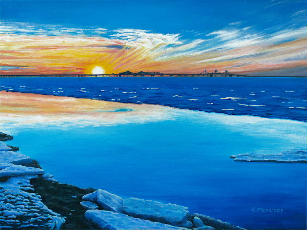 Chesapeake Bay Bridge On Ice Art | Rob Manaraze Art