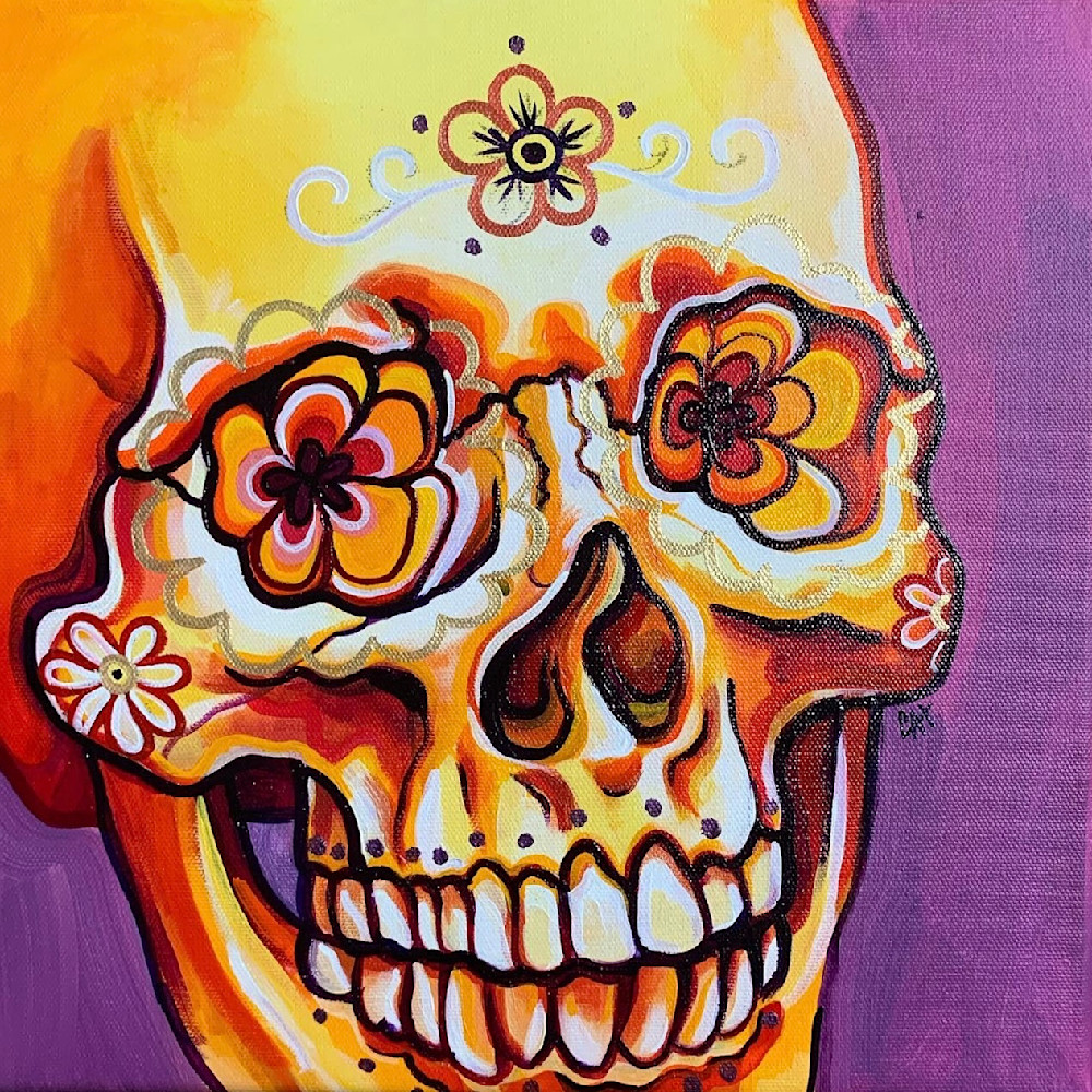 Skull In Purple Art | The Cats Eye Art