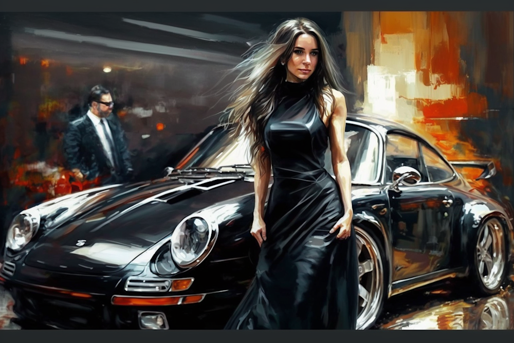 Greg Stirling Porsche 911 Rsr Turbo Attractive Woman In Black E E94e4674 D36a 4604 9d3f 2db4b178c288 Art | Greg Stirling Art