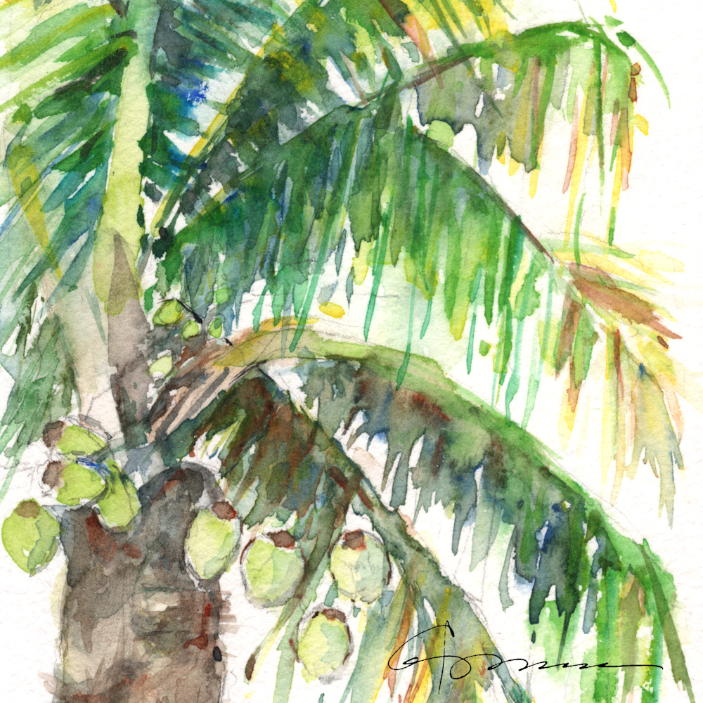 In the Palm 2 Cropped Watercolor Print | Claudia Hafner Watercolor