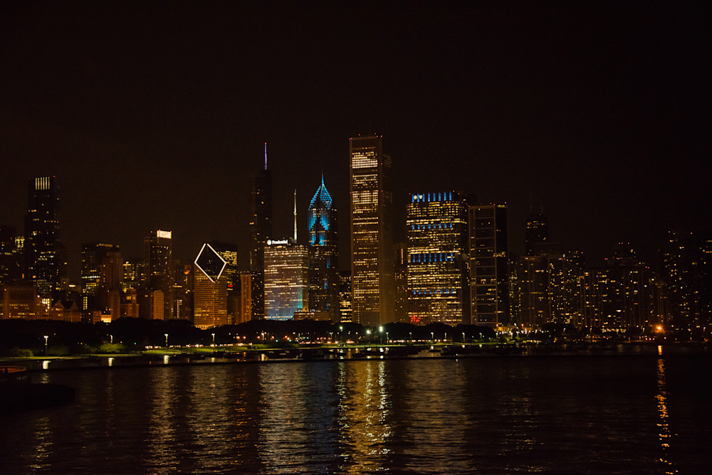 Chicago   City At Night Photography Art | 3ButterfliesPhotography