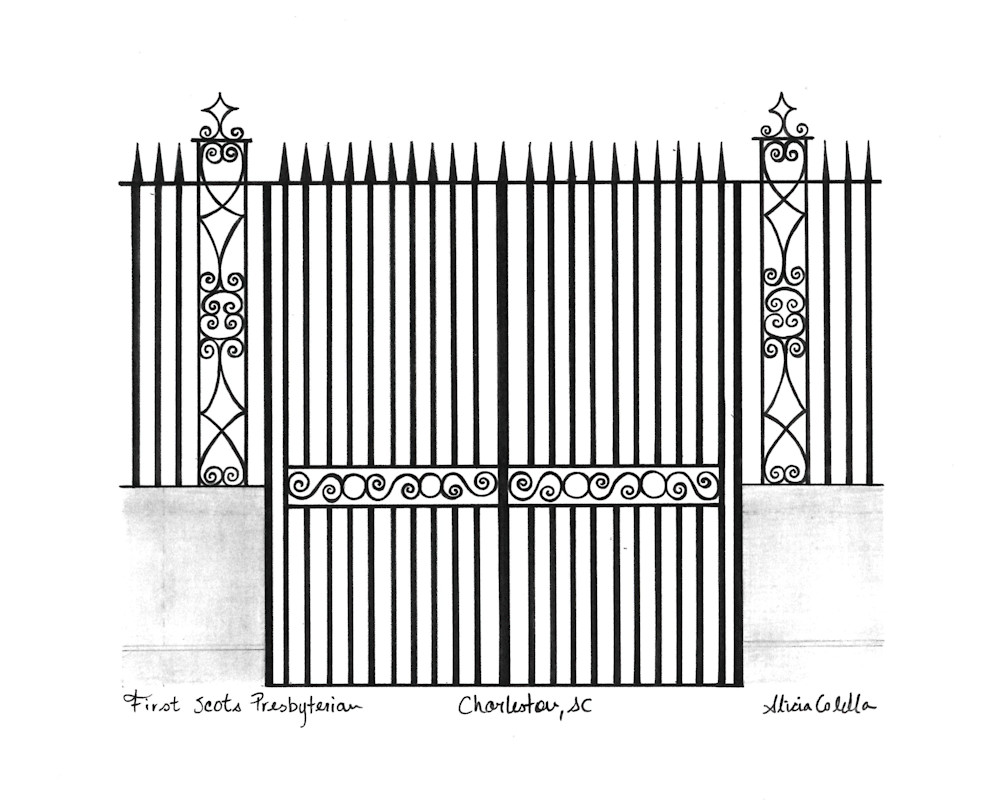 First Scots Church Gate, Charleston Sc Art | Alicia Colella Art
