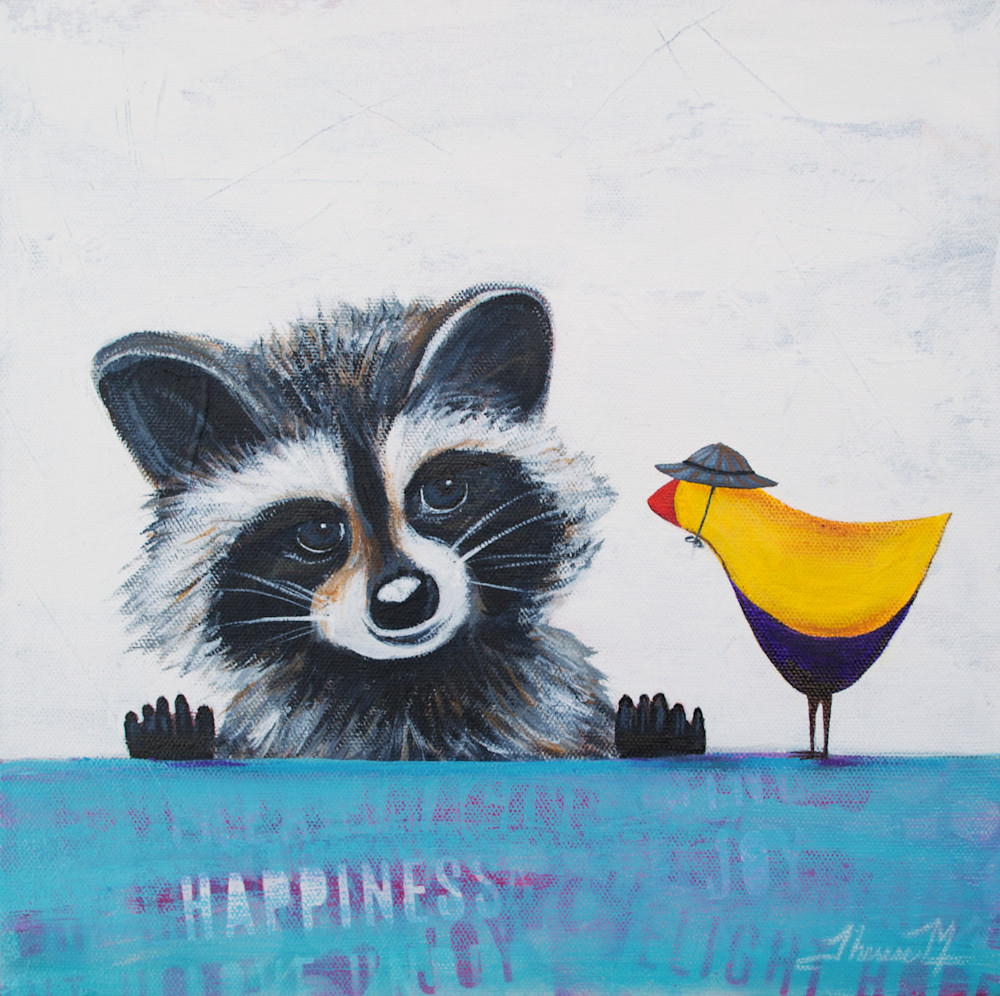 Baby Racoon And Ted Art | Therese Misner Contemporary Art