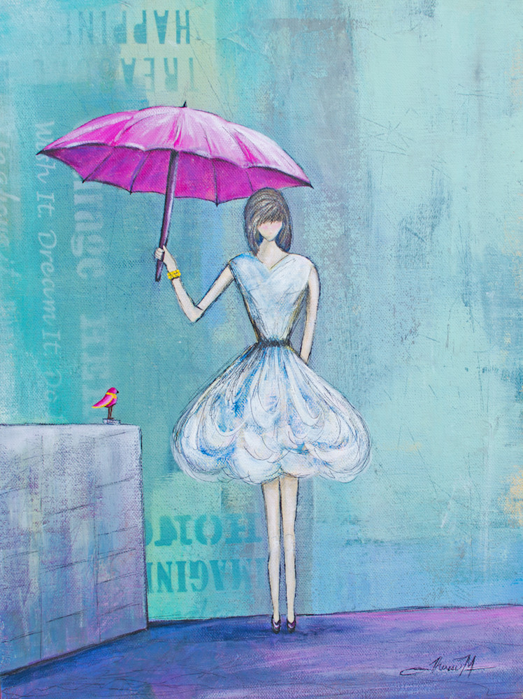 Shari And The Pink Umbrella Art | Therese Misner Contemporary Art