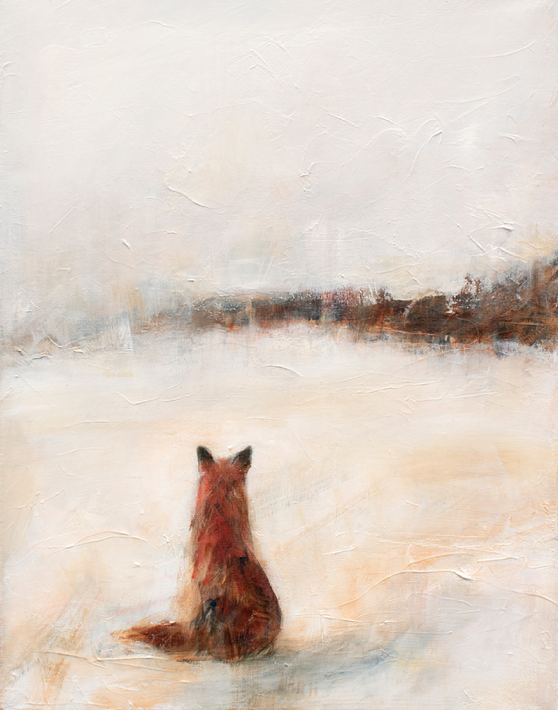 Winter fox landscape painting fine art print