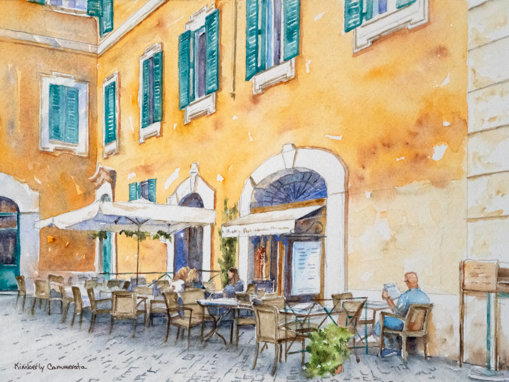 Gran Caffe La Caffettiera, Roma Art | Kimberly Cammerata - Watercolors of the Sun: Paintings of Italy