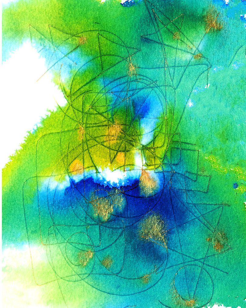 ASquareWatermelon - Art, Abstract Blue Green