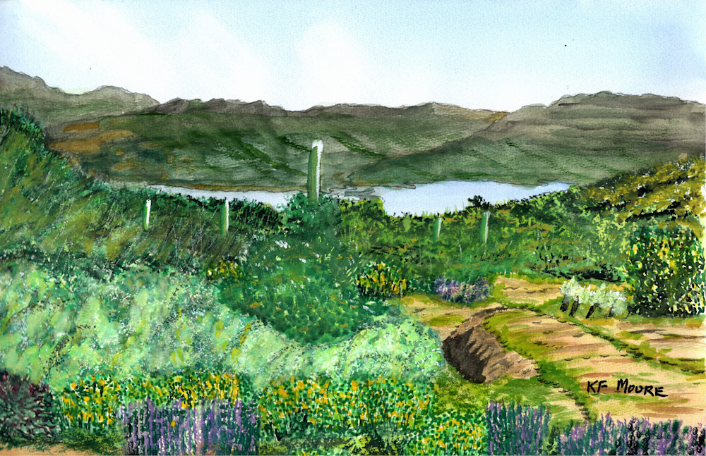 00079 Spring At Bartlett Lake Art | KF Moore Watercolors
