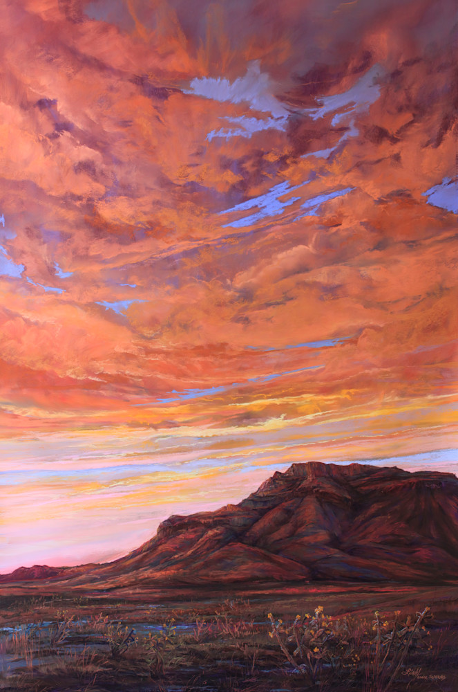 Pastel Sunset Sky Painting 4x4 Canvas Panel Painting Original