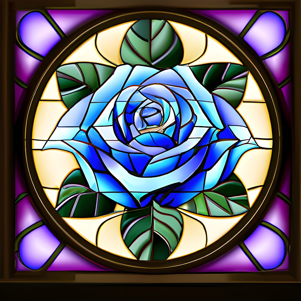 Blue Rose In Stained Glass Photography Art | Playful Gallery by Rob Harrison