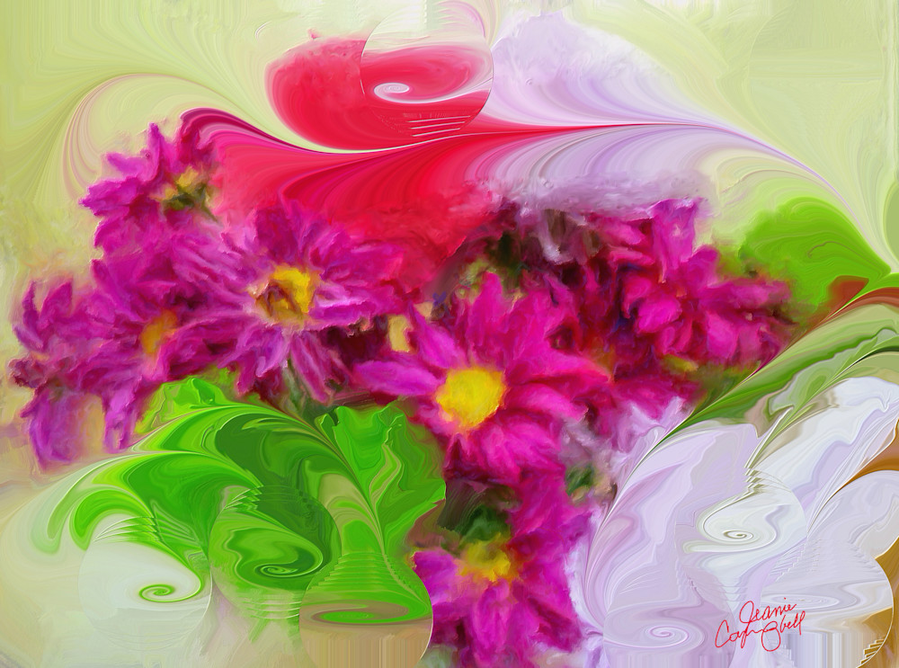 Bouquet Of Magenta Asters Art | Jeanie Campbell
