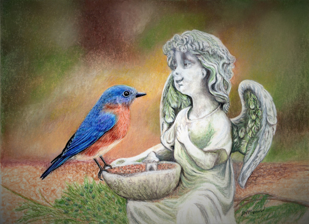 Bluebird In The Garden Art | SH Morris Art