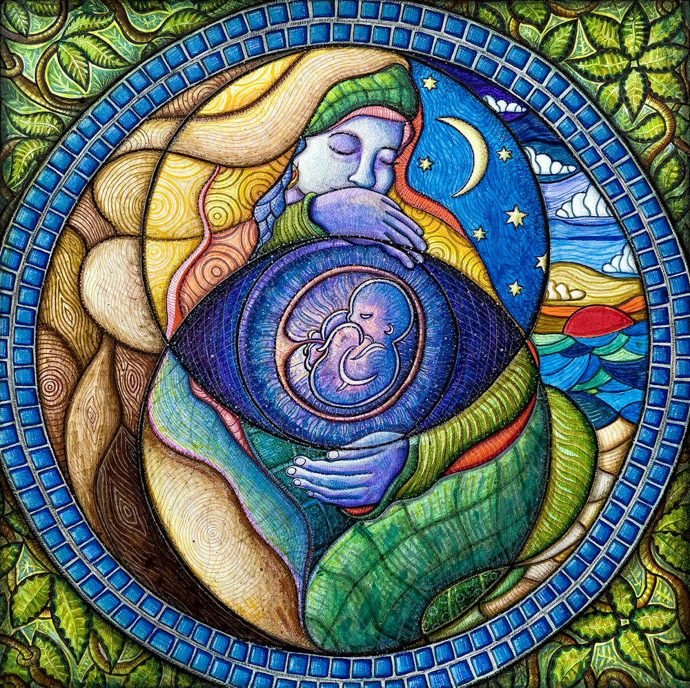 Mother. Divine Feminine Gift Ideas. Vesica Piscis Motherhood Art Drawing