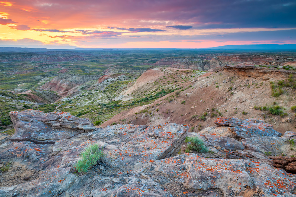 "A Tapestry Of Light: Vibrant Sunset At Devils Backbone In Wyoming's Badlands" Photography Art | D. Robert Franz Photography
