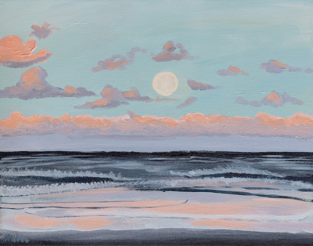 Moonset In Oceanside Art | mariamiller