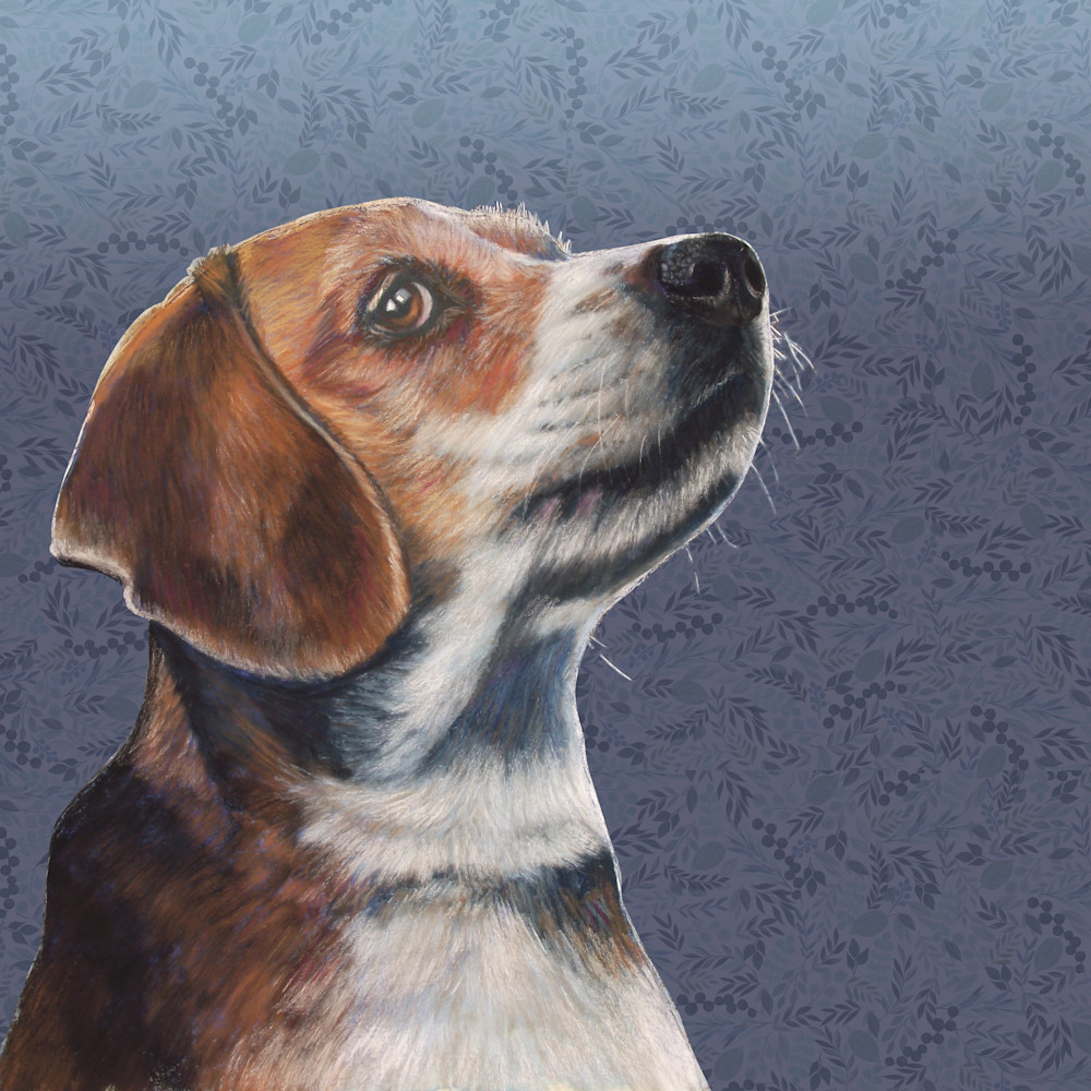Beagle On Blue Leaves Art | Parnell Studios