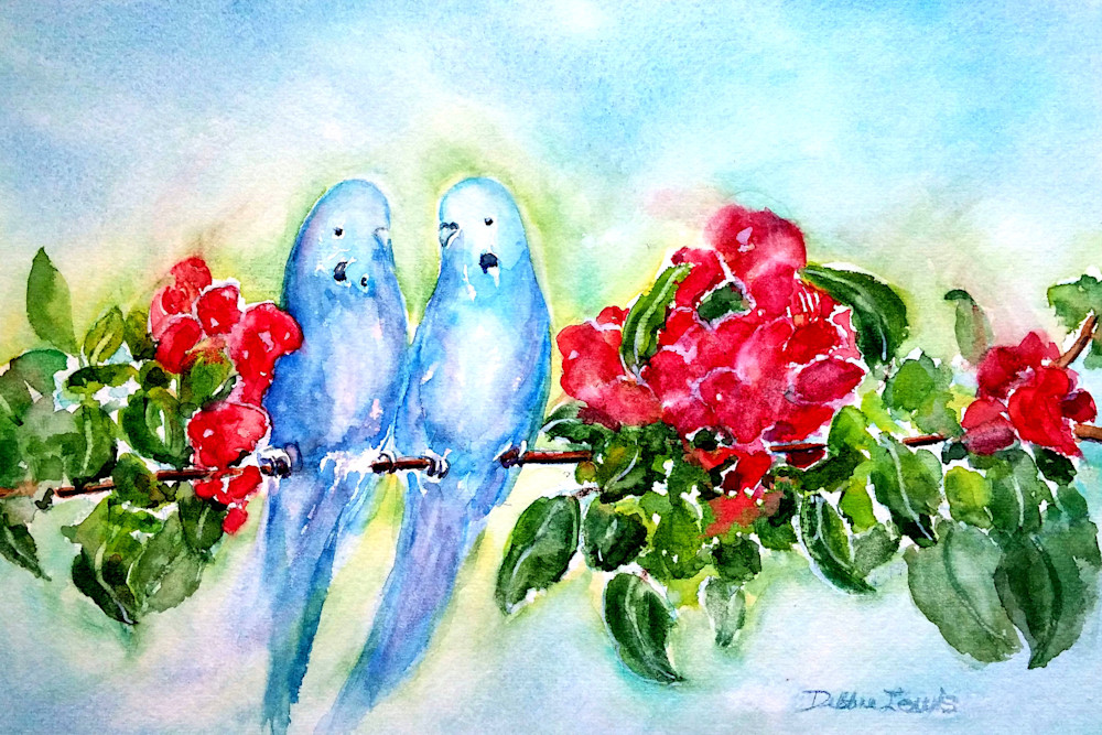 Blue Birds Talking Art | Debbie Lewis Watercolors