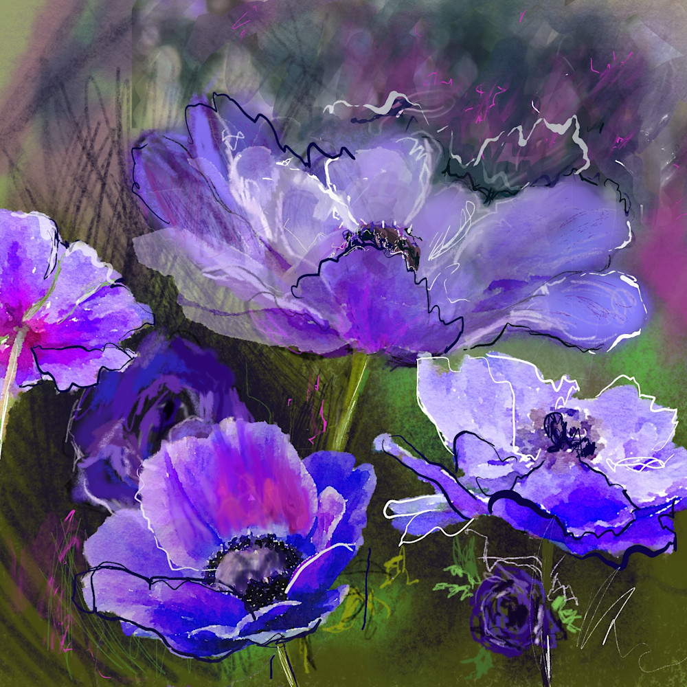 Purple Anemones Art | jillalthousewood