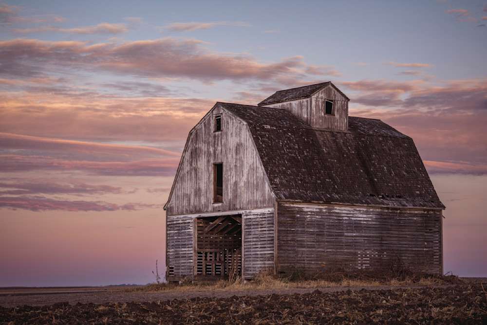 Iowa Corn Crib Under Morning Light