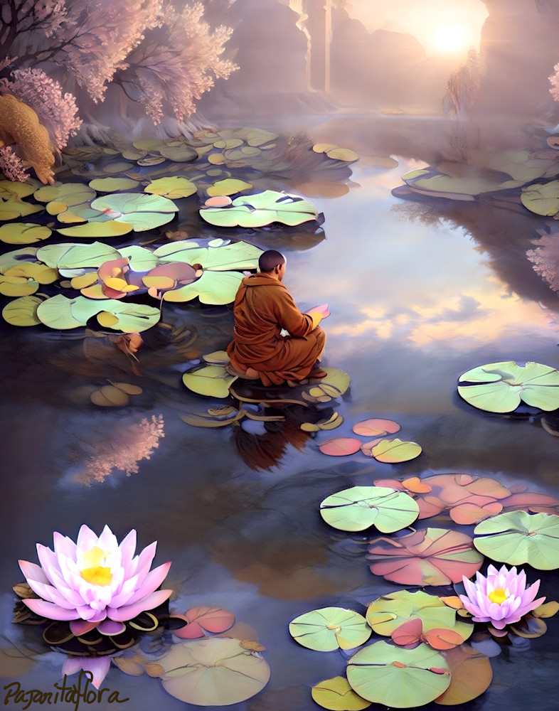 Seasonal Meditation: AI Art Depicting a Meditator in All Seasons