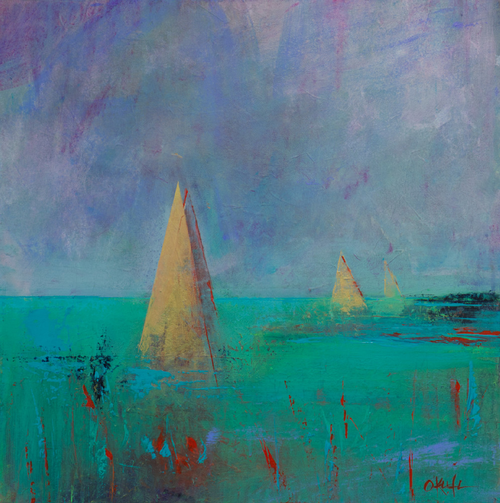 Golden Sailboats Ii Art | Eleanor O'Keefe Anderson