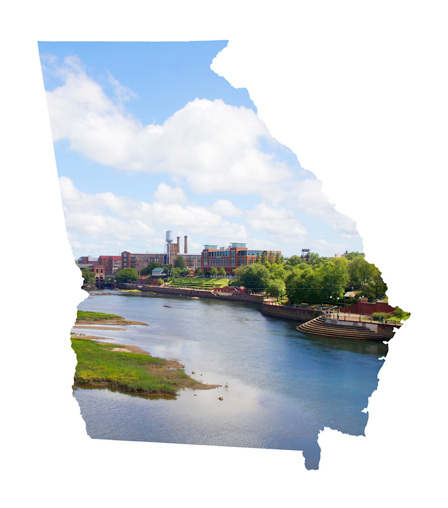Ga Shape Columbus Riverwalk Photography Art | Orange Cat Art
