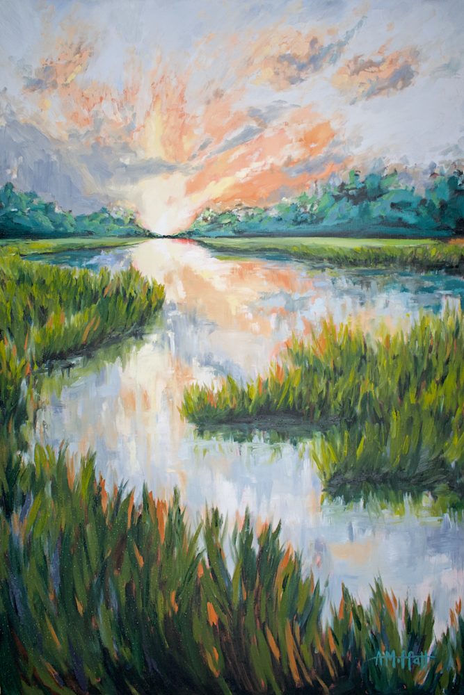 Giclee Art Print - Serenity- Lowcountry Coastal Landscape Painting by contemporary Impressionist April Moffatt