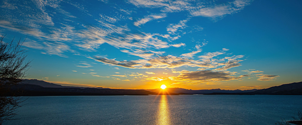 Lake Pleasant Wide Sky Panorama Sunset Photography Art | davehatton