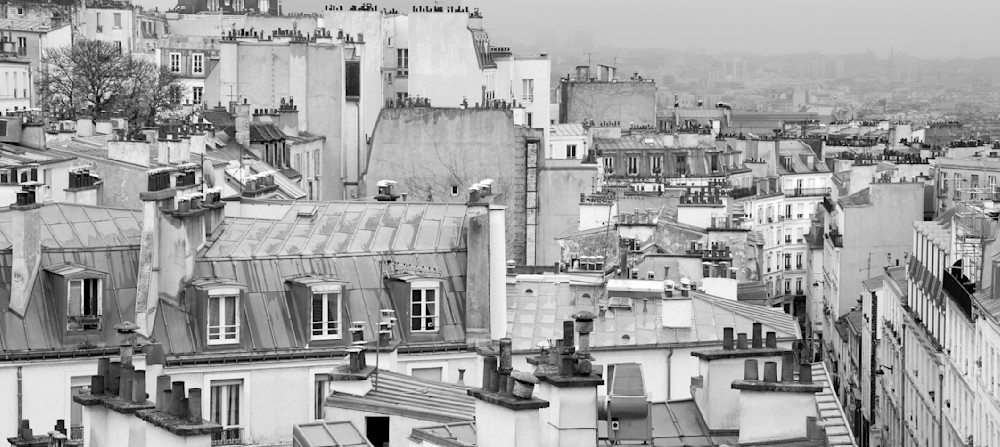 Paris Montmartre View from a Window BW