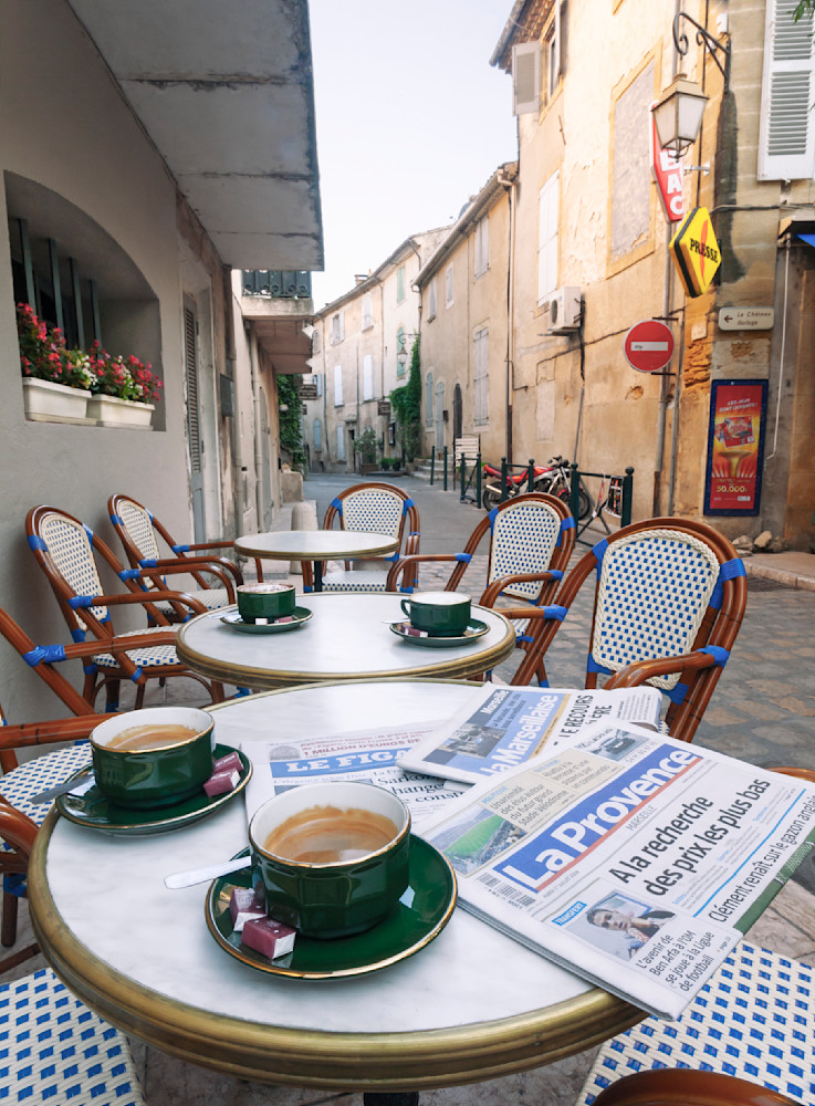 Provence Lourmarin Morning Coffee and Newspapers