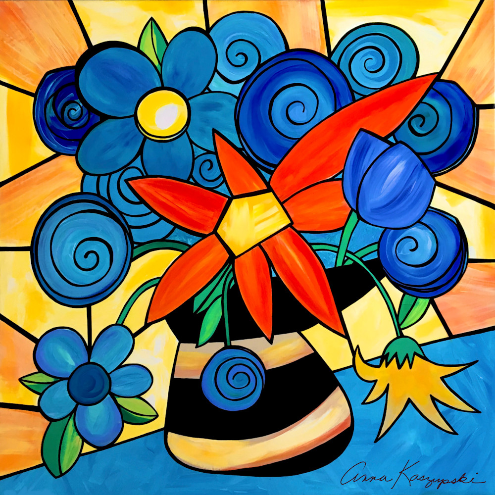 Stained Glass Blues Art | Art by Anna K. 