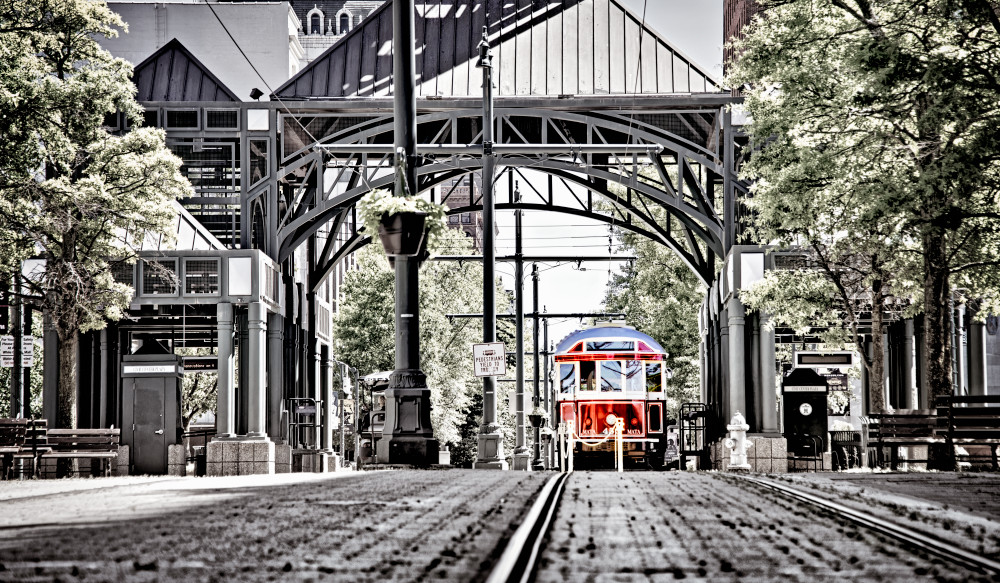 Red Trolly Bw Spot Photography Art | Gail Wiley Thompson Photography