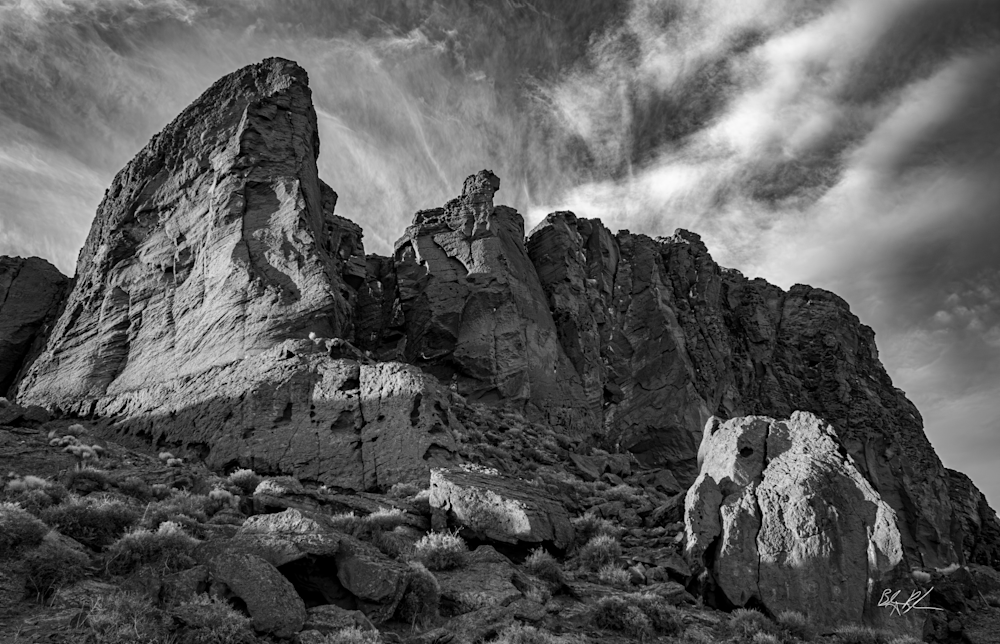 Black and White Fort Rock Photograph for Sale as Fine Art