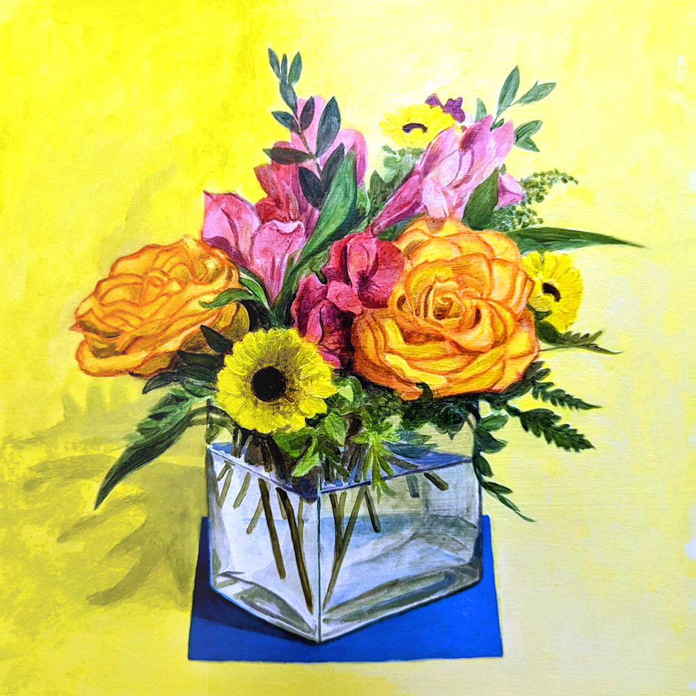 Mixed Flowers In Glass Vase Art | Alan Falk Art