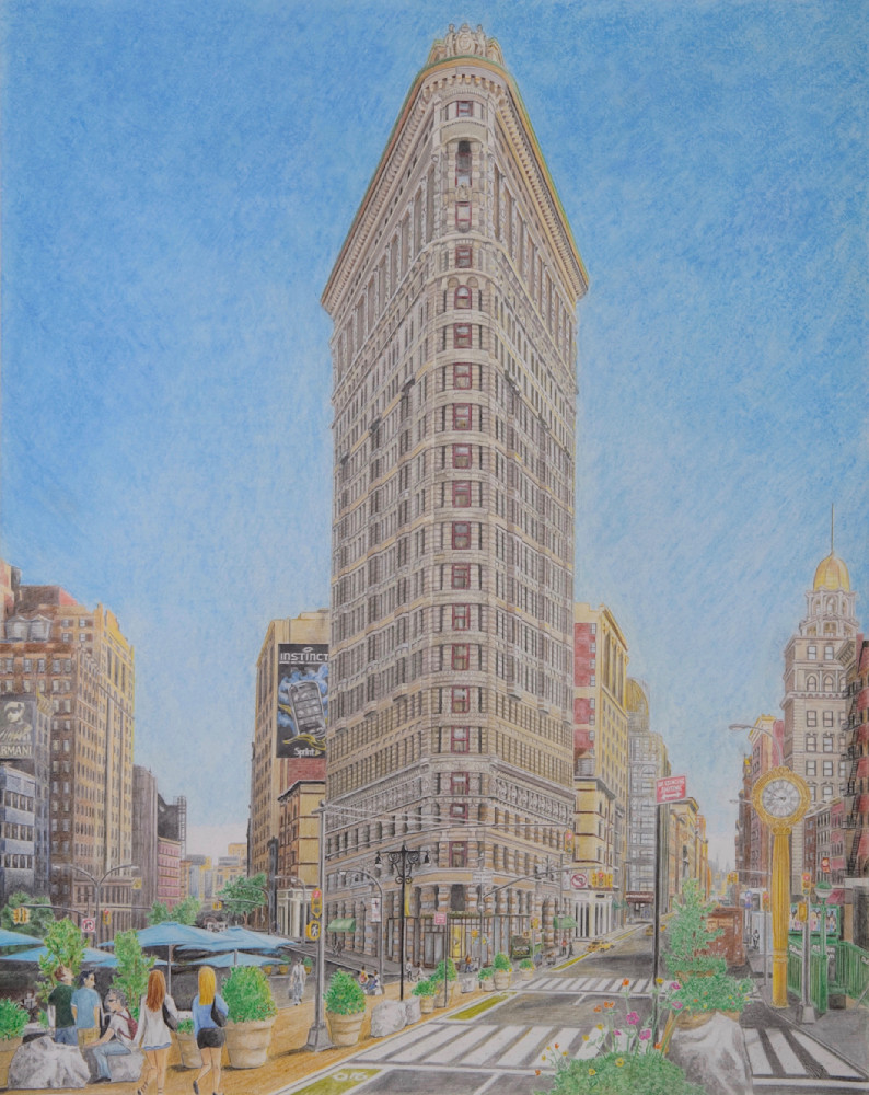 Fifth Avenue, Flatiron Building, New York City,  art, tote bag, cell phone case, merchandise, drawing