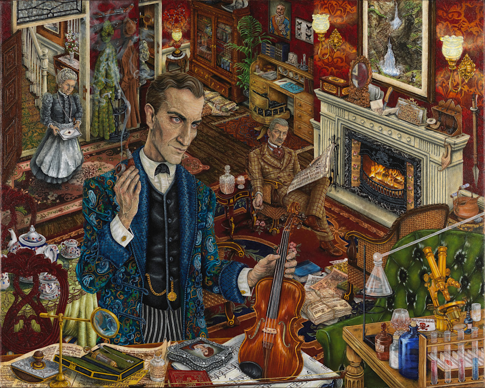 Sherlock Holmes art, fan art, victorian painting, detailed